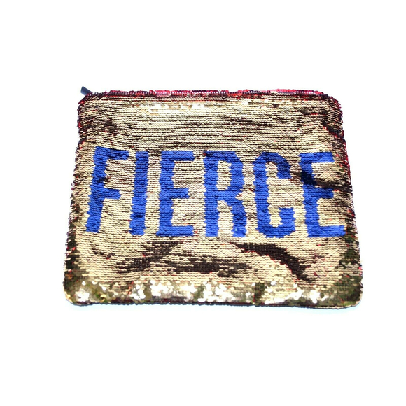 DC Comics Wonder Woman Fierce Reversible Sequin Gold Velvet Bag 12"x10" Zipper - Picture 1 of 12